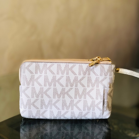 NWT Michael Kors glitter Double Zip gusset wallet - Picture 3 of 7